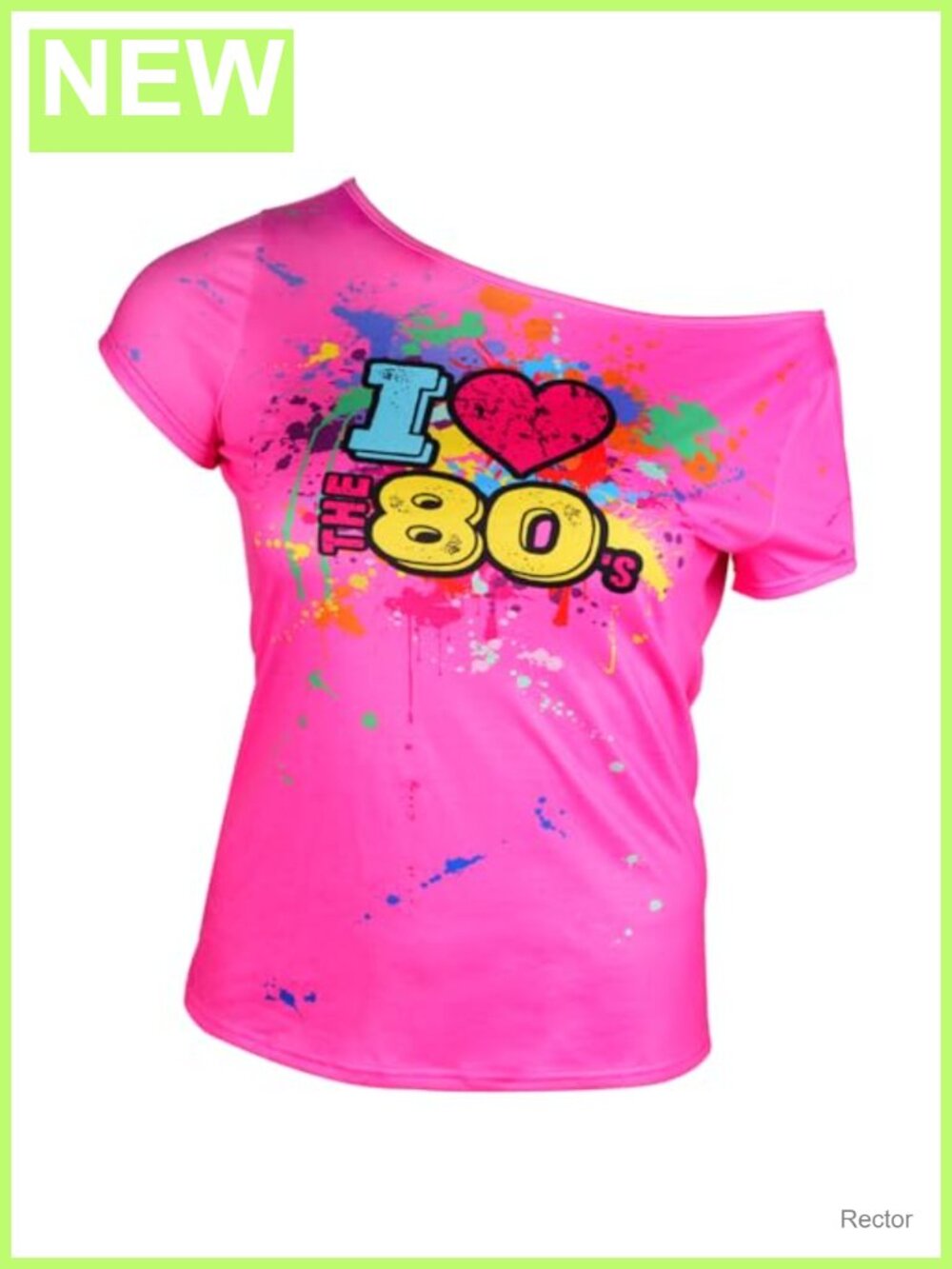 80s Off Shoulder T-Shirt Plus Size Costume Top Retro Party Tee